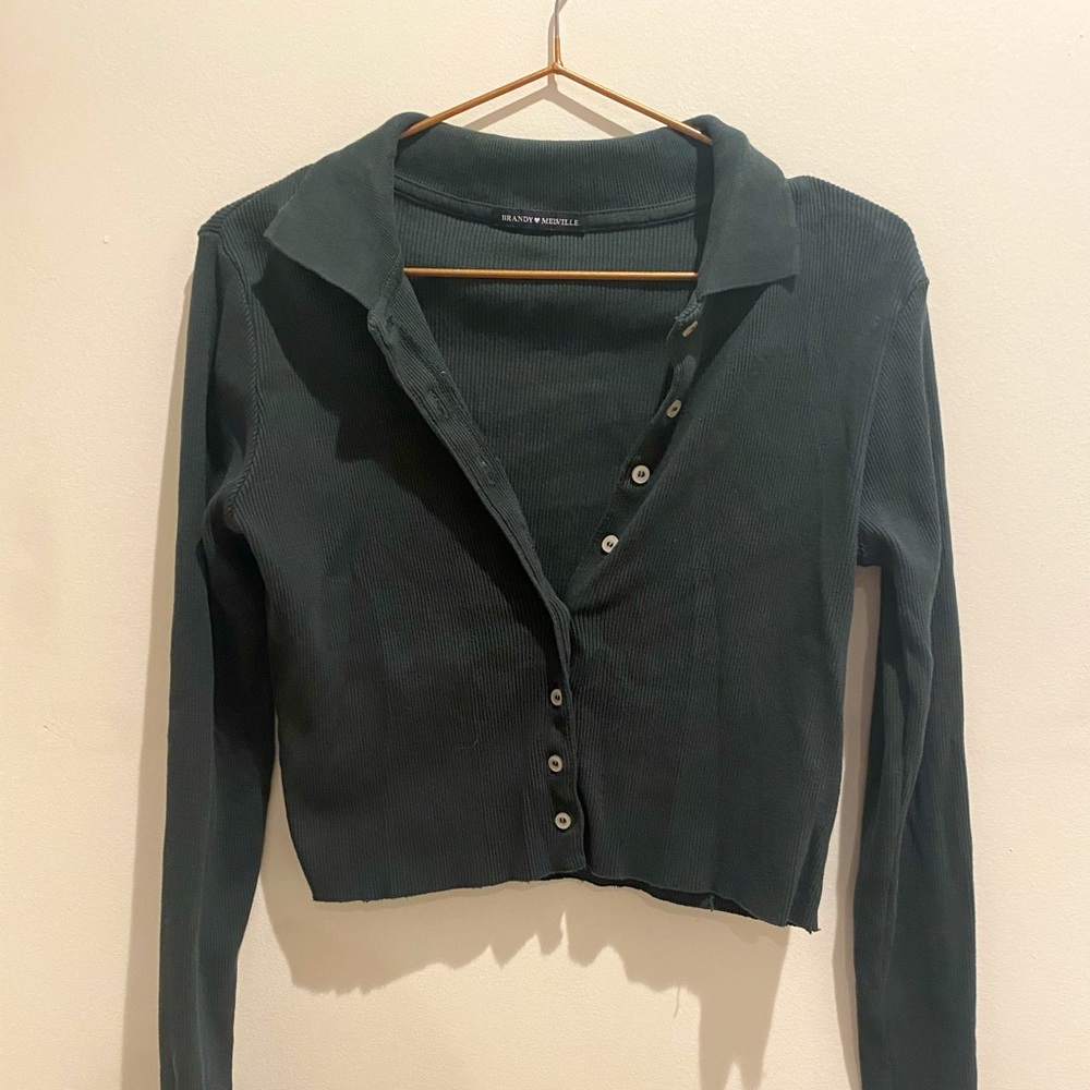 Brandy Melville cropped button down sweater